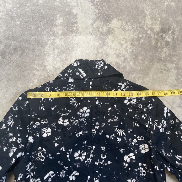 Carlisle Collection Trench Coat Womens 8 Black Floral Pockets Chic‎ - Picture 5 of 9